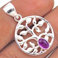 1.00cts natural purple amethyst 925 sterling silver tree of life pendant t88533