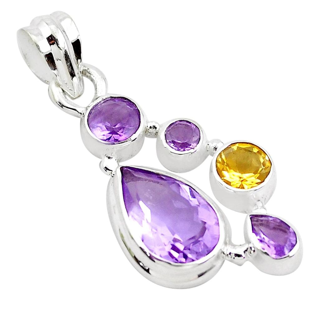 9.42cts natural purple amethyst citrine 925 sterling silver pendant p49802
