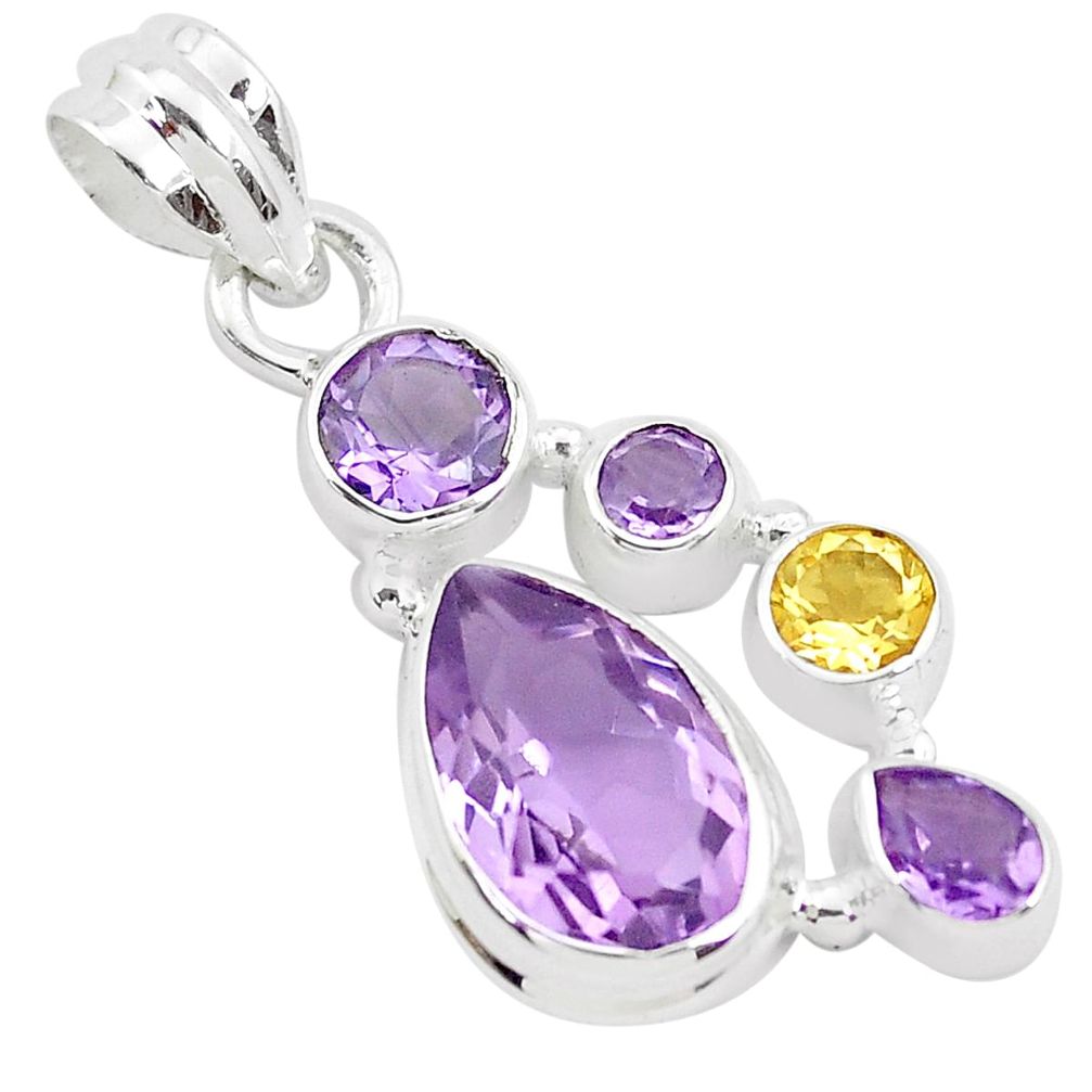 purple amethyst citrine 925 sterling silver pendant p49831