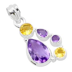 Clearance Sale- 8.54cts natural purple amethyst citrine 925 sterling silver pendant p49836