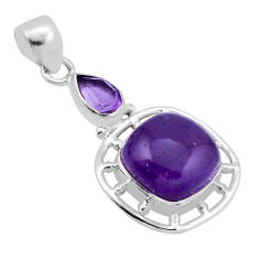 7.67cts natural purple amethyst cushion sterling silver pendant jewelry n41700