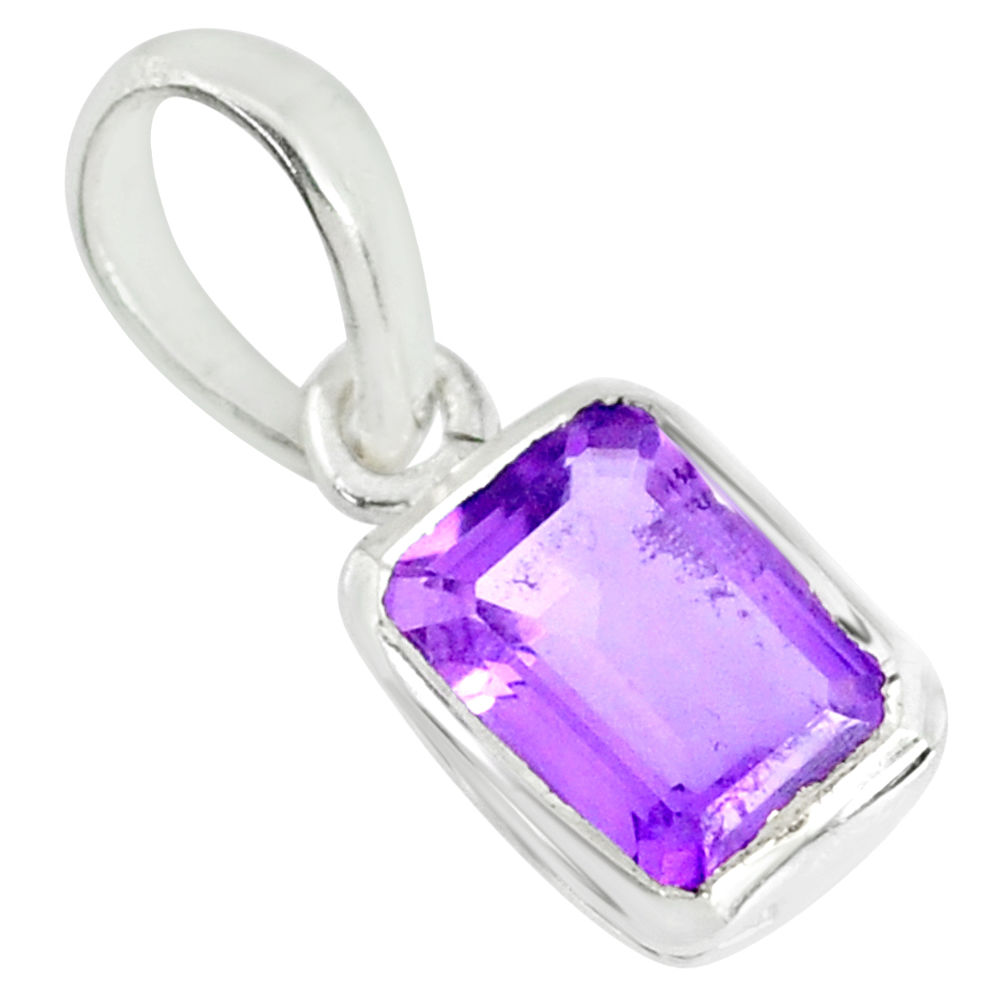 1.90cts natural purple amethyst octagan 925 sterling silver pendant r70564