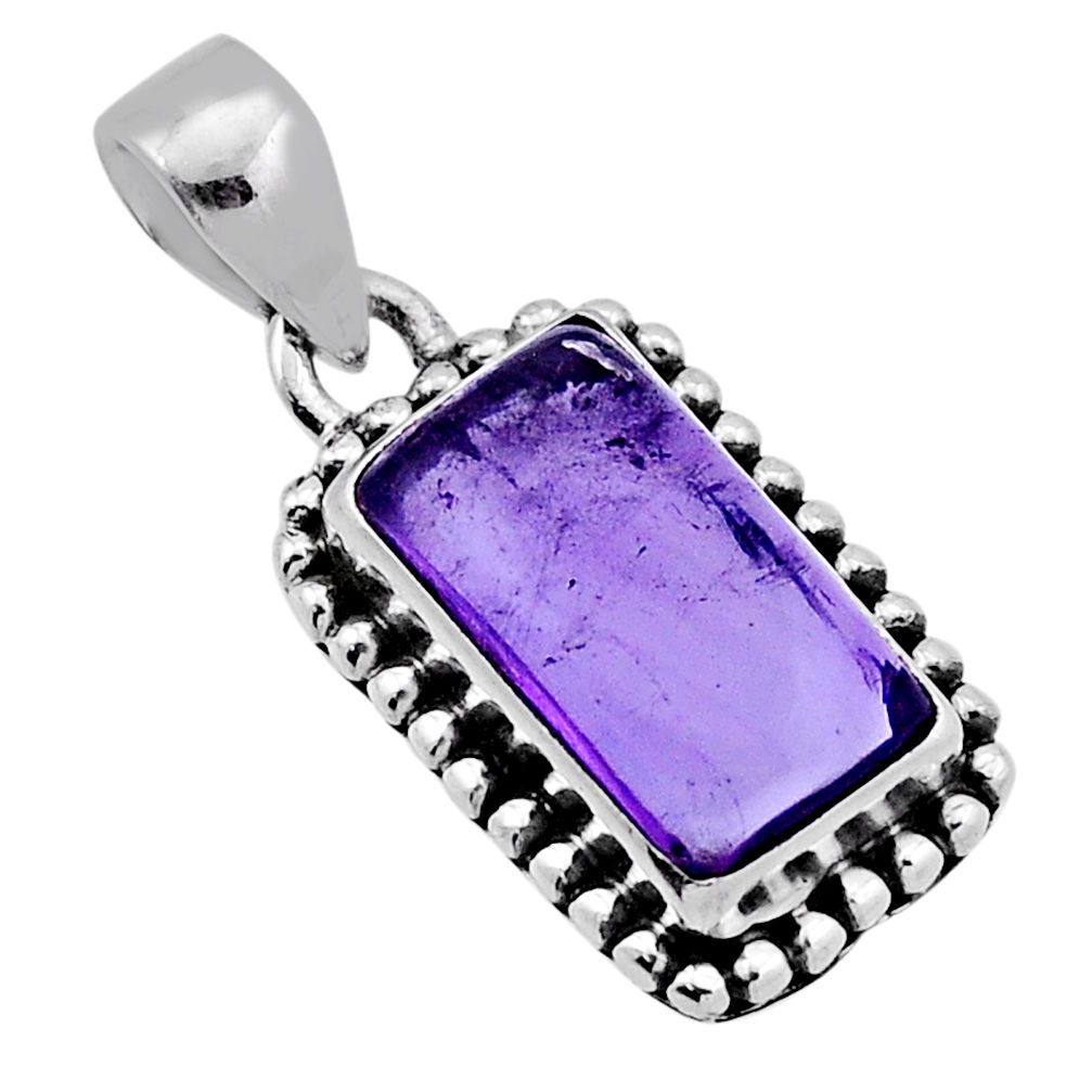 4.90cts natural purple amethyst octagan sterling silver pendant jewelry n40984