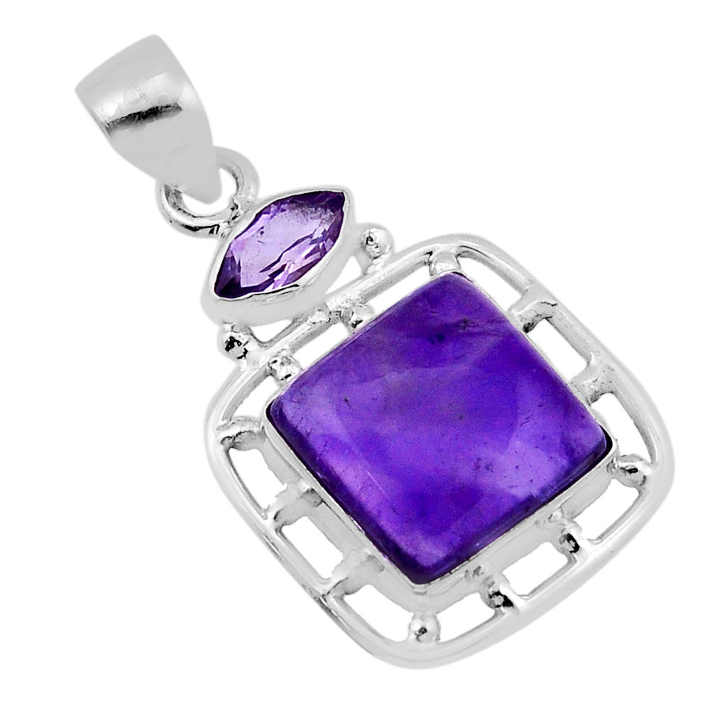 8.94cts natural purple amethyst octagan sterling silver pendant jewelry n41691