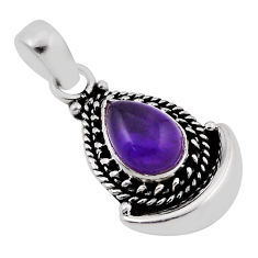 2.46cts natural purple amethyst pear 925 sterling silver pendant jewelry n34483