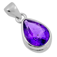 5.21cts natural purple amethyst pear 925 sterling silver pendant jewelry n35331
