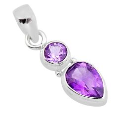 5.23cts natural purple amethyst pear 925 sterling silver pendant jewelry y81662