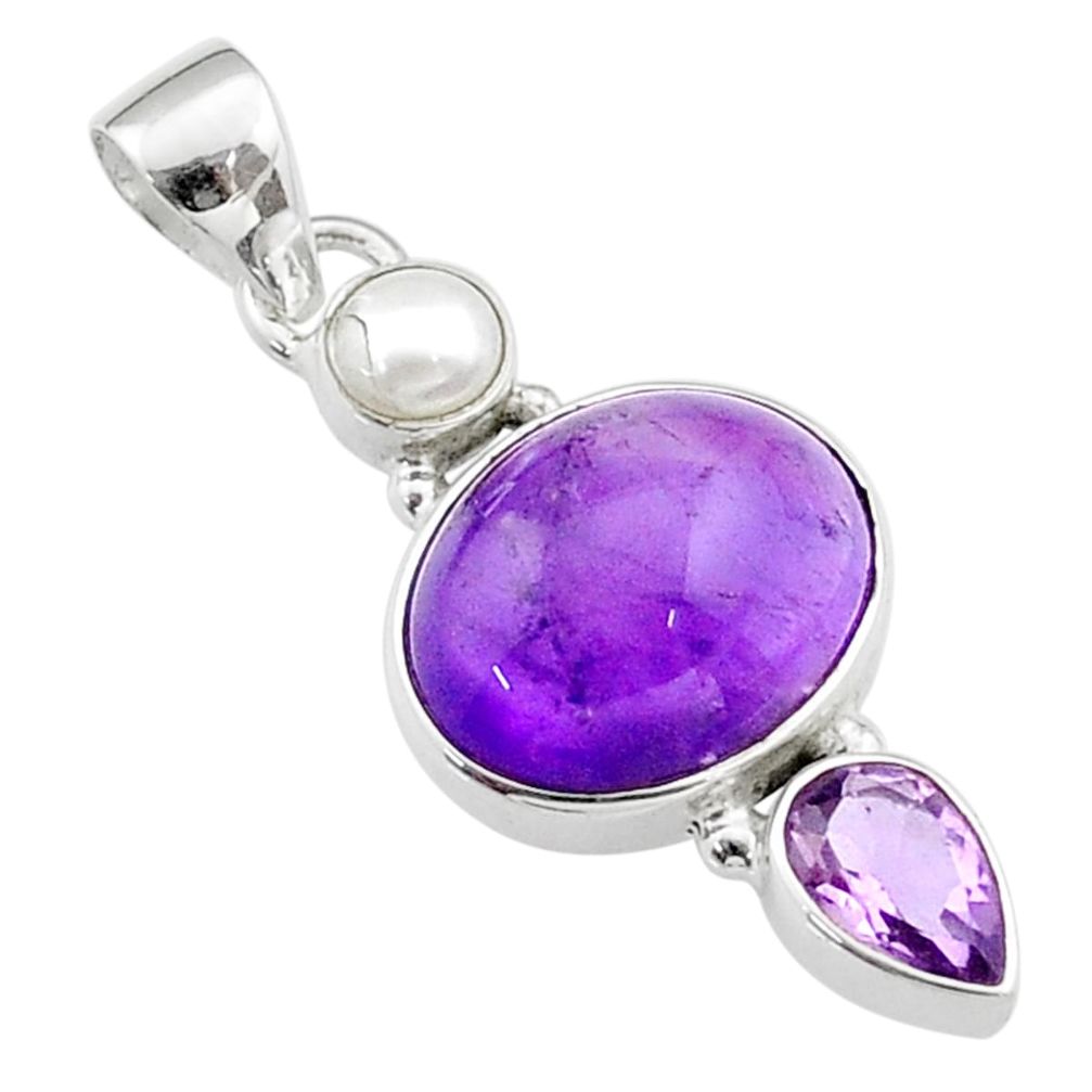  purple amethyst pearl 925 sterling silver pendant t65000