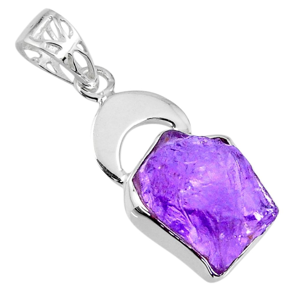 8.52cts natural purple amethyst rough 925 sterling silver pendant jewelry r56854