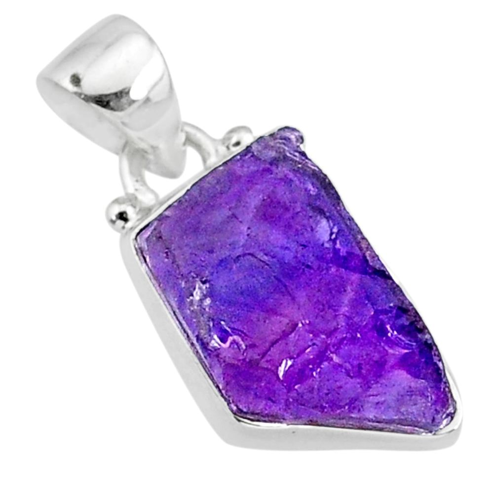 7.11cts natural raw purple amethyst rough 925 silver pendant jewelry r88597