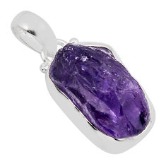 9.41cts natural purple amethyst rough 925 sterling silver pendant jewelry y94767