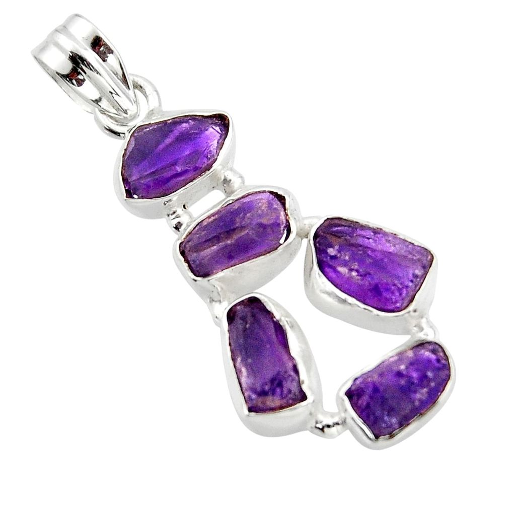 16.54cts natural purple amethyst rough 925 sterling silver pendant r41001