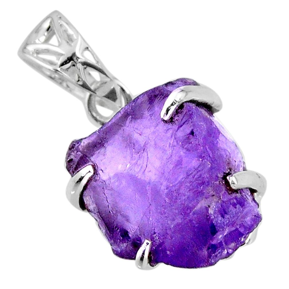 13.20cts natural purple amethyst rough 925 sterling silver pendant r56621