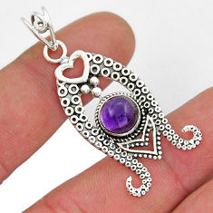 Clearance Sale- 3.04cts natural purple amethyst round 925 sterling silver pendant jewelry y21546
