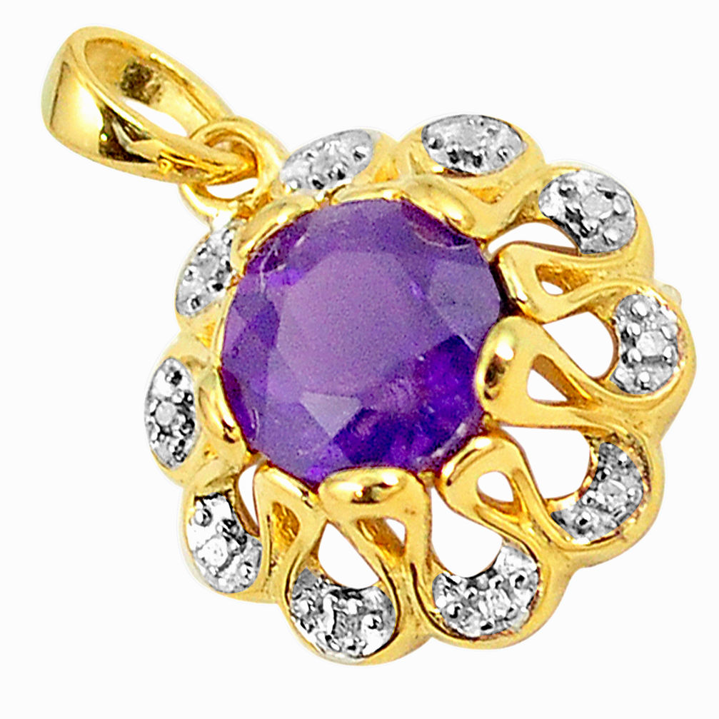 Natural purple amethyst topaz 925 silver 14k gold pendant jewelry c22793