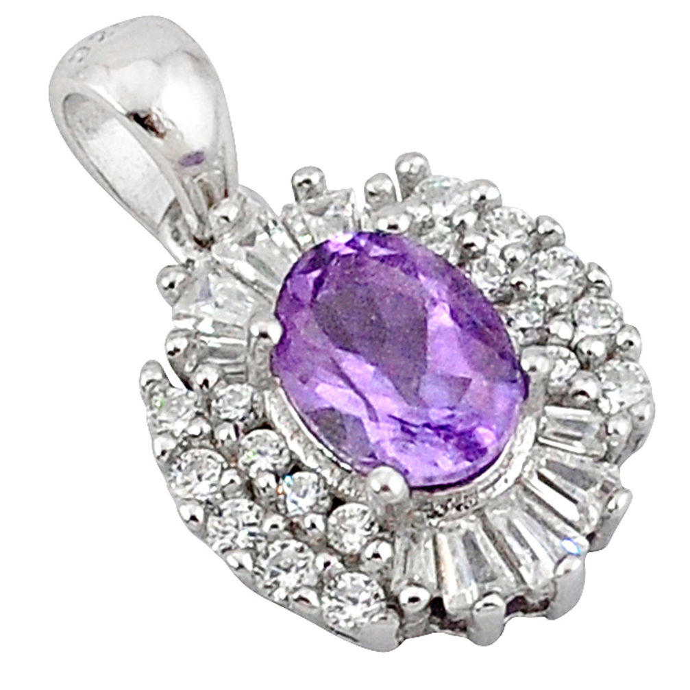 Natural purple amethyst topaz 925 sterling silver pendant jewelry c18203