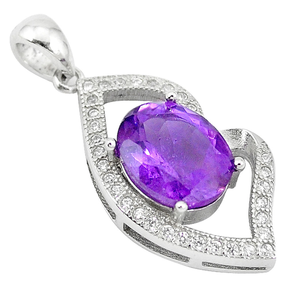 LAB Natural purple amethyst topaz 925 sterling silver pendant jewelry c18152