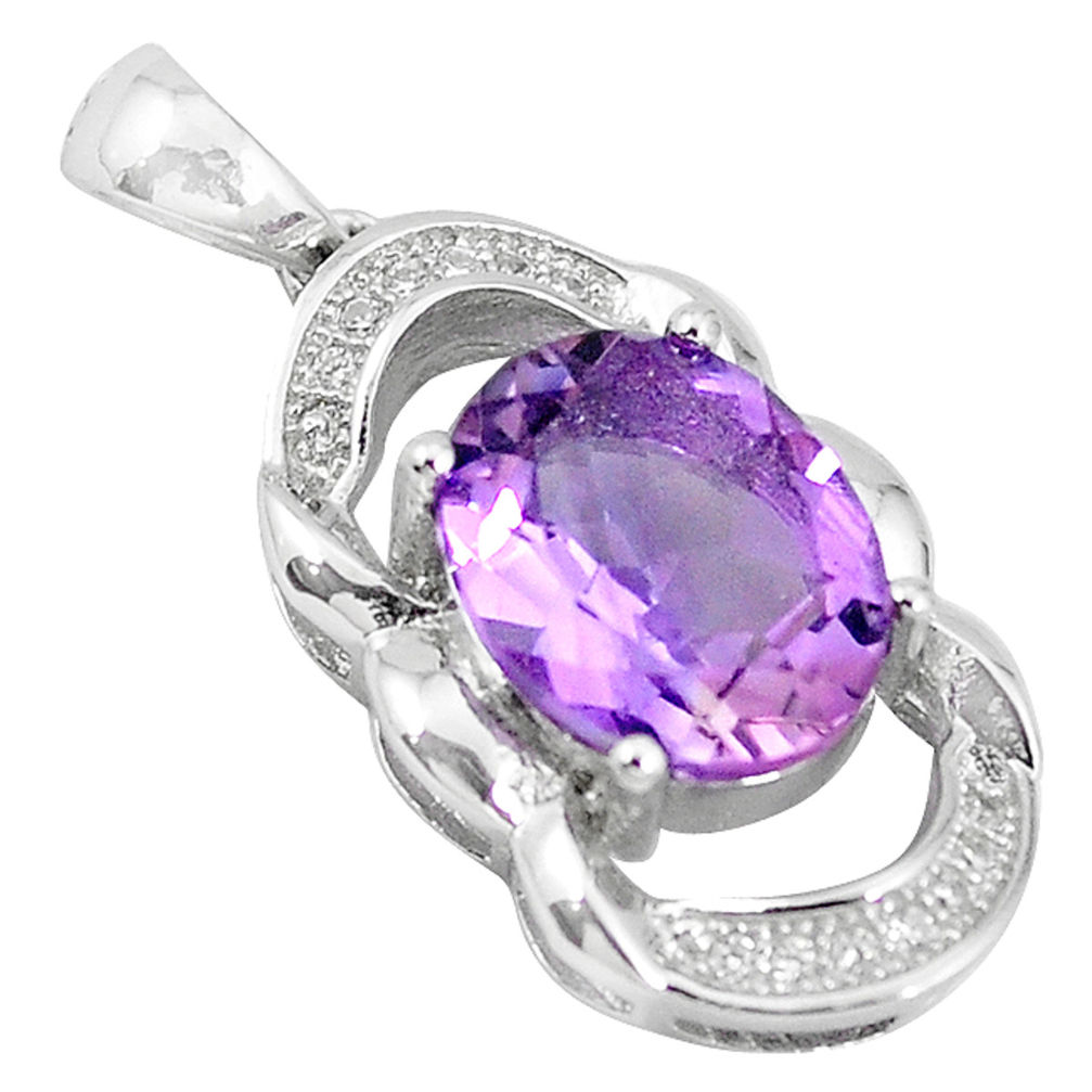 Natural purple amethyst topaz 925 sterling silver pendant jewelry c18160