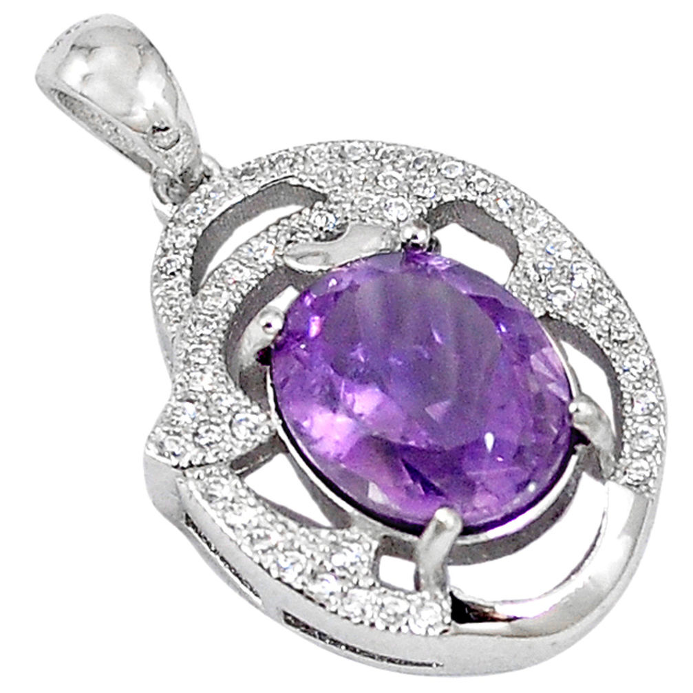 LAB Natural purple amethyst topaz 925 sterling silver pendant jewelry c18144