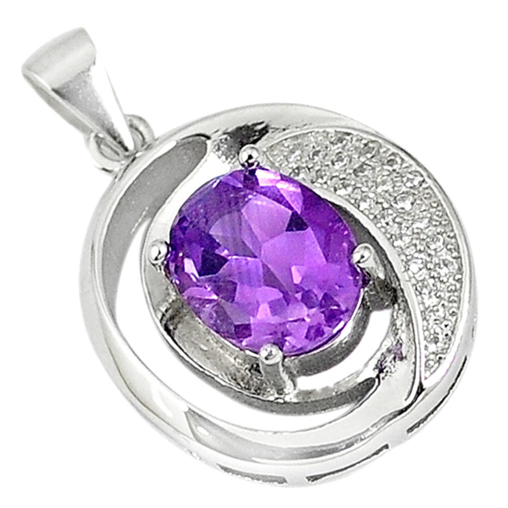 LAB Natural purple amethyst topaz 925 sterling silver pendant jewelry c18159