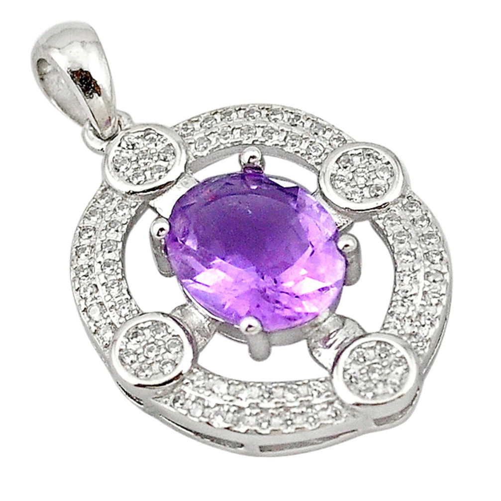 Natural purple amethyst topaz 925 sterling silver pendant jewelry c22143