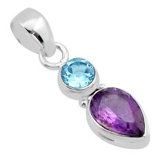 5.56cts natural purple amethyst topaz 925 sterling silver pendant jewelry y81667