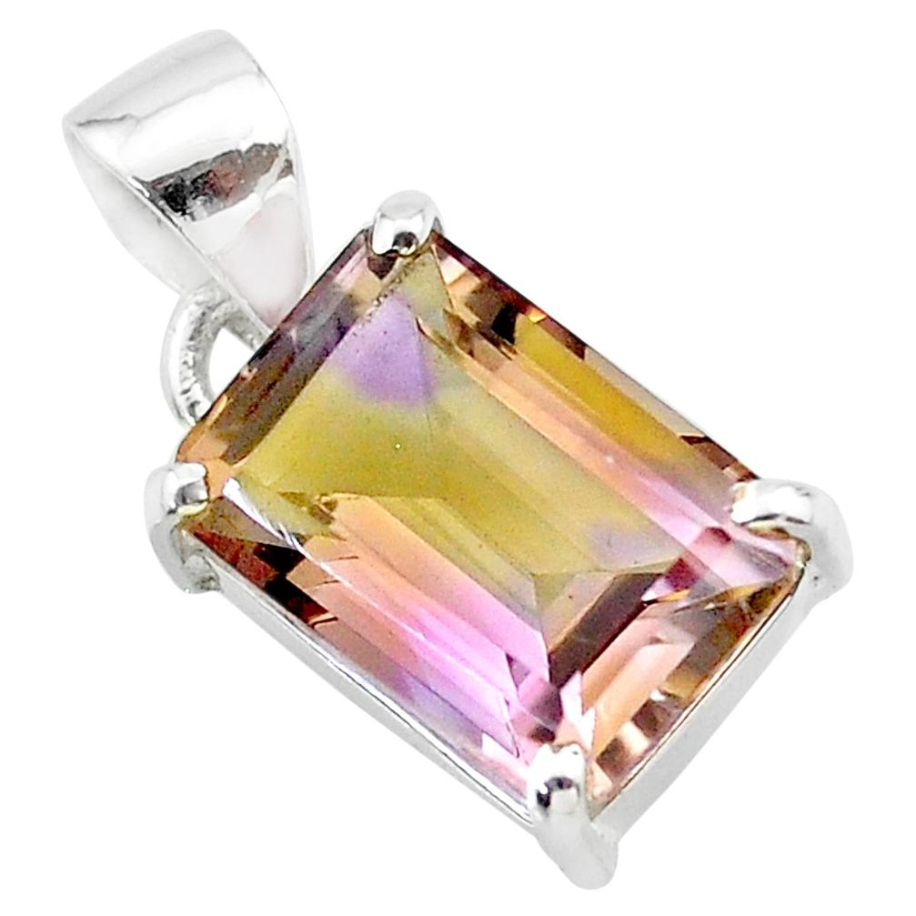 6.45cts natural purple ametrine octagan 925 sterling silver pendant t24315