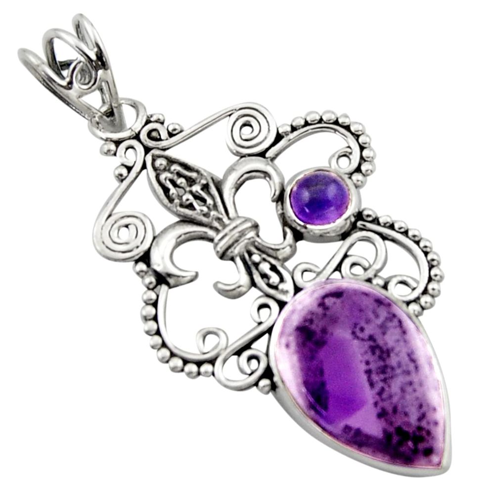 11.66cts natural purple auralite 23 amethyst 925 sterling silver pendant d46681