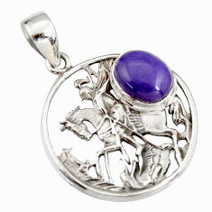 4.70cts natural purple charoite (siberian) 925 silver horse pendant r20155