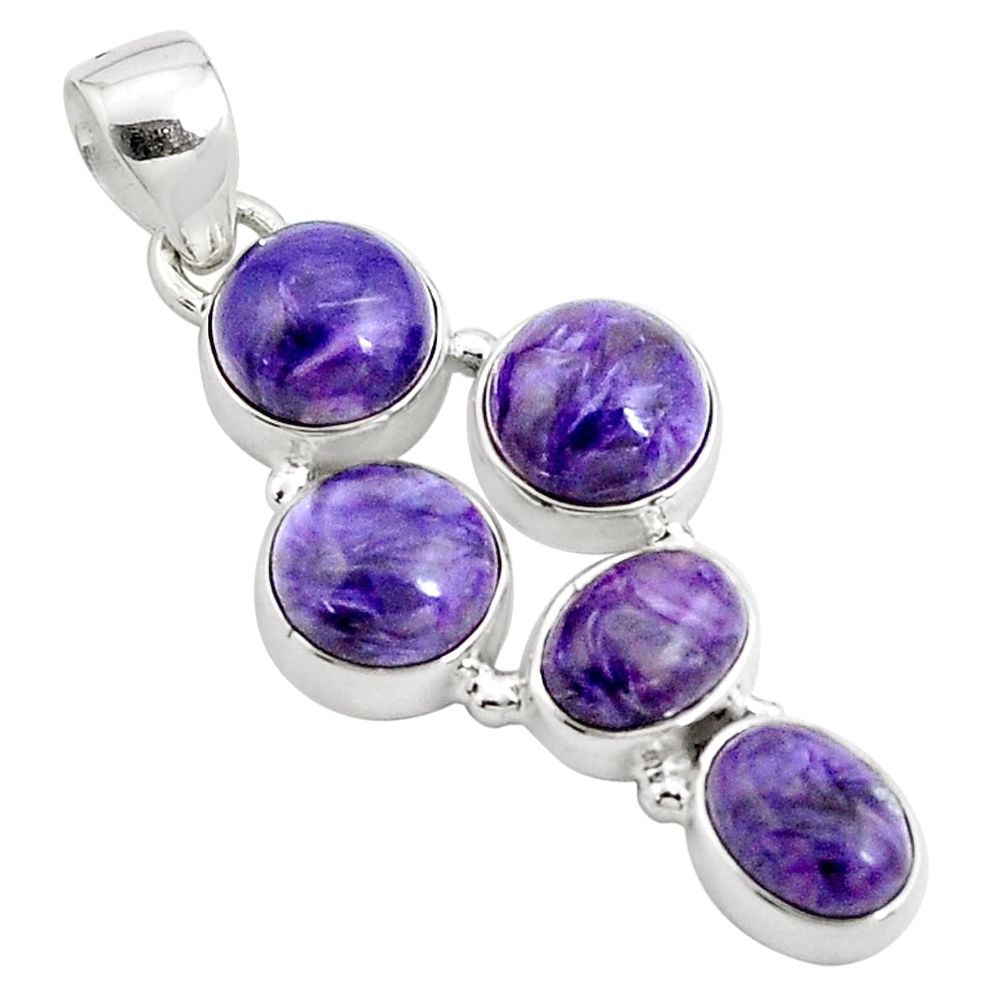  purple charoite (siberian) 925 sterling silver pendant p78434