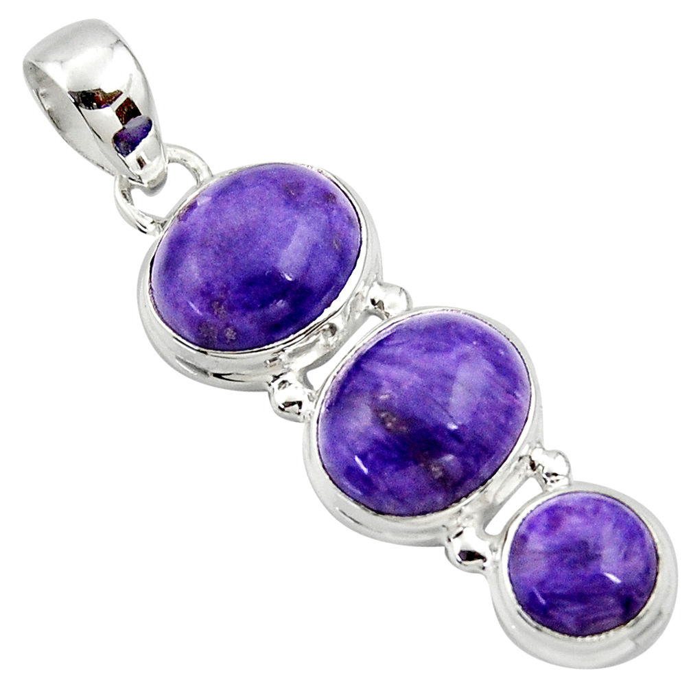 12.03cts natural purple charoite (siberian) 925 sterling silver pendant r39647