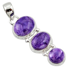 12.07cts natural purple charoite (siberian) 925 sterling silver pendant r39653