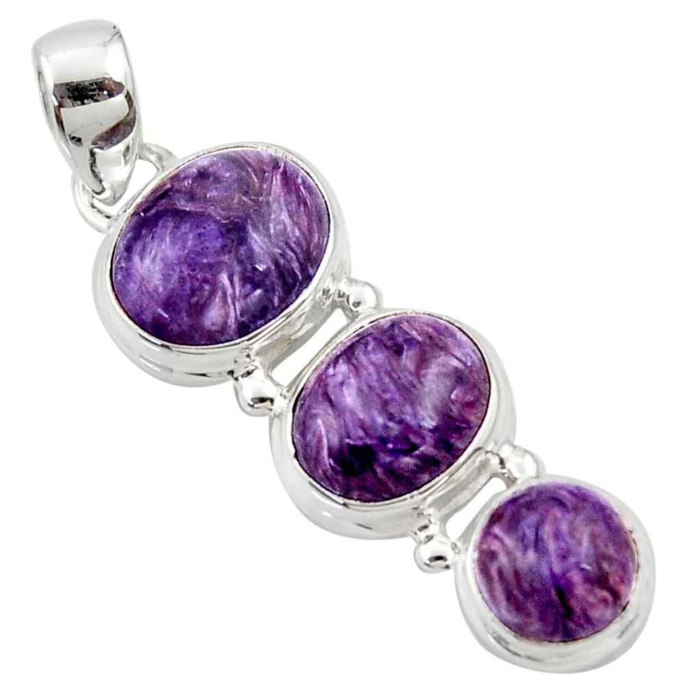 11.21cts natural purple charoite (siberian) 925 sterling silver pendant r39654