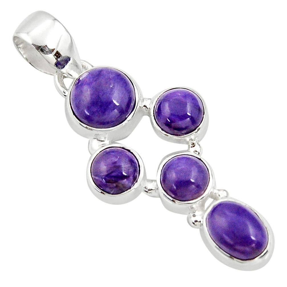 8.05cts natural purple charoite (siberian) 925 sterling silver pendant r39661