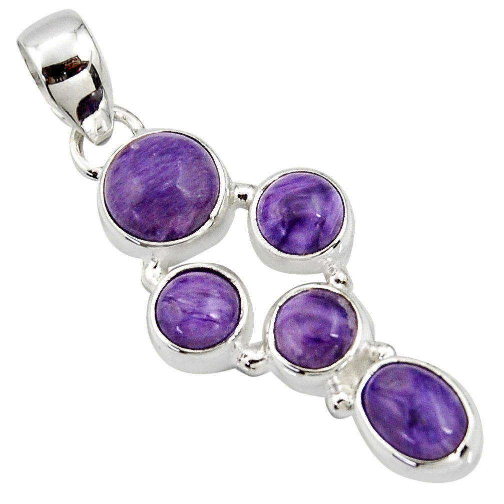 8.45cts natural purple charoite (siberian) 925 sterling silver pendant r39665