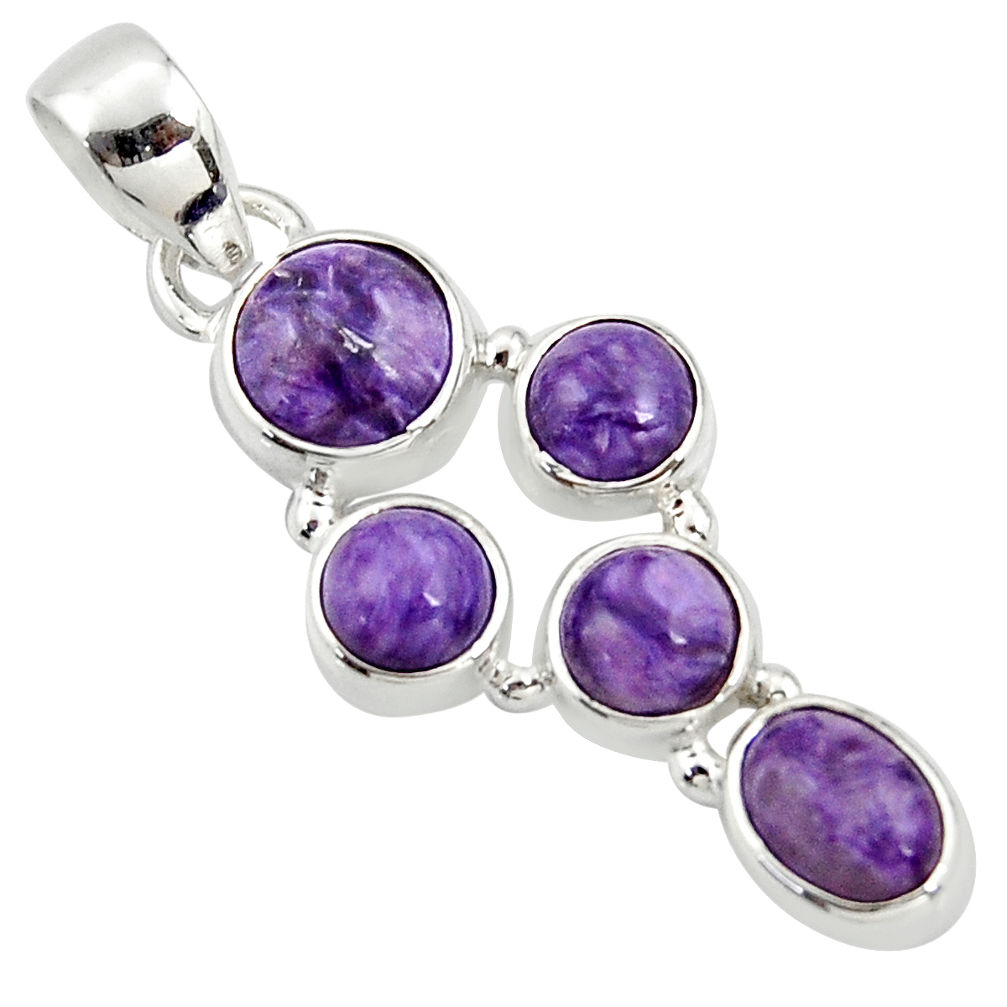 8.05cts natural purple charoite (siberian) 925 sterling silver pendant r39669