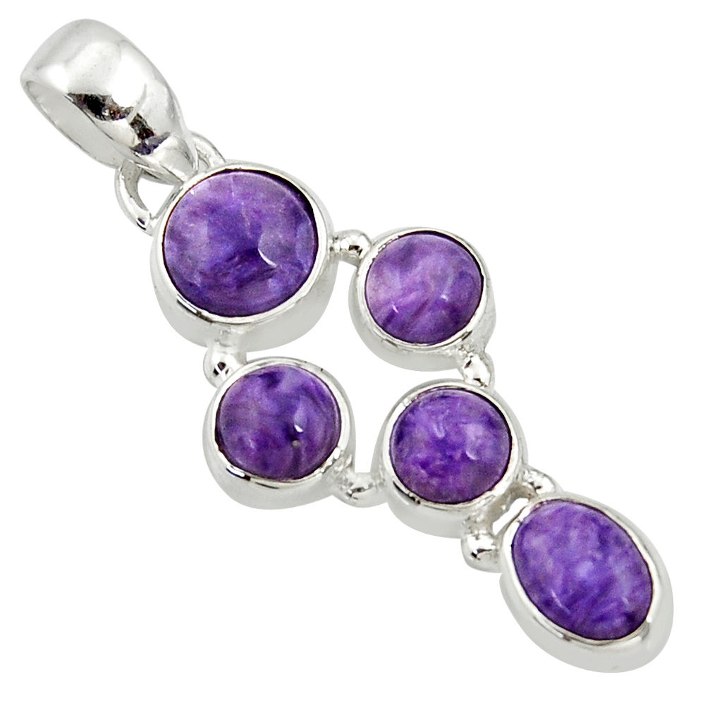 8.05cts natural purple charoite (siberian) 925 sterling silver pendant r39670