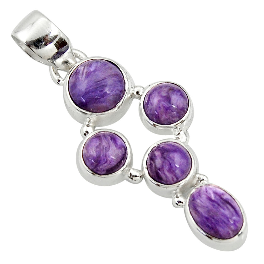 8.05cts natural purple charoite (siberian) 925 sterling silver pendant r39679