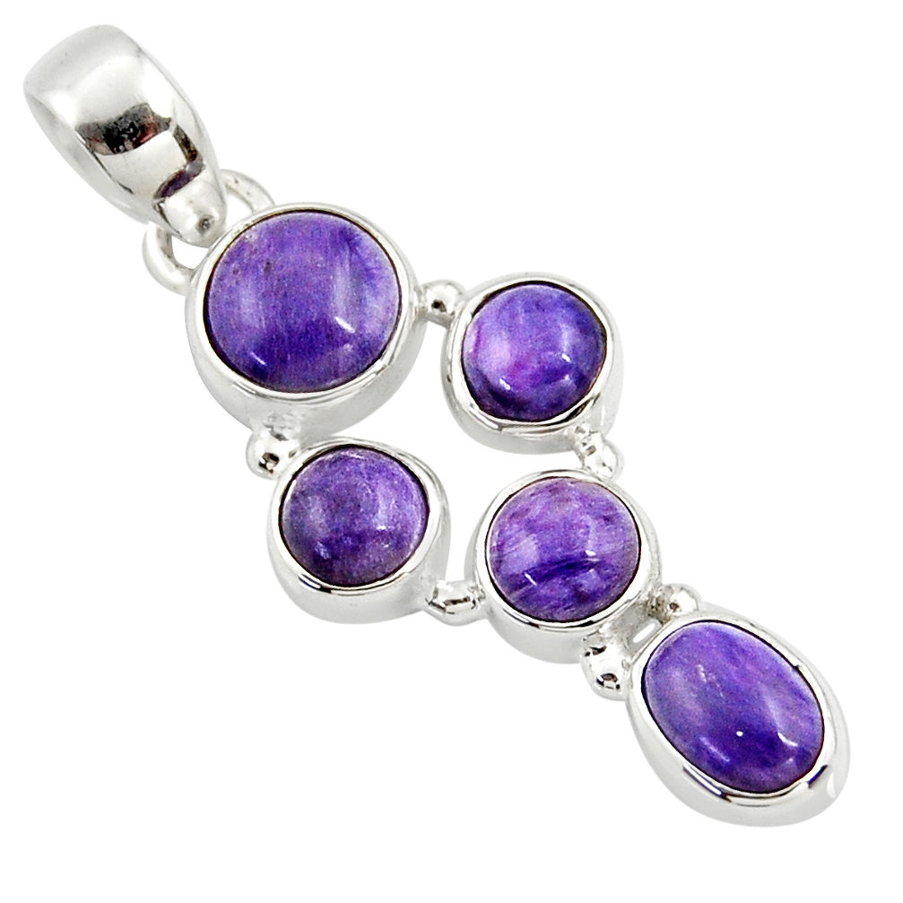 7.50cts natural purple charoite (siberian) 925 sterling silver pendant r39801