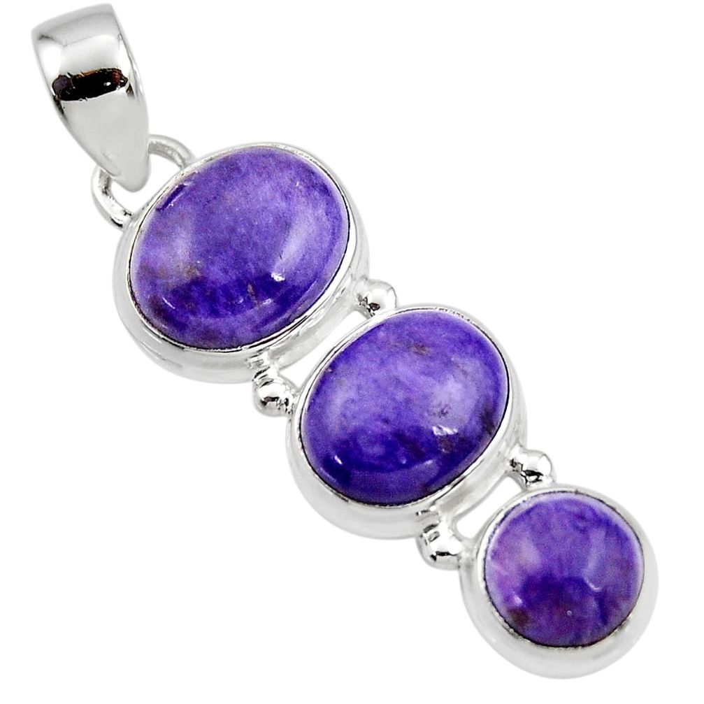 12.67cts natural purple charoite (siberian) 925 sterling silver pendant r45022