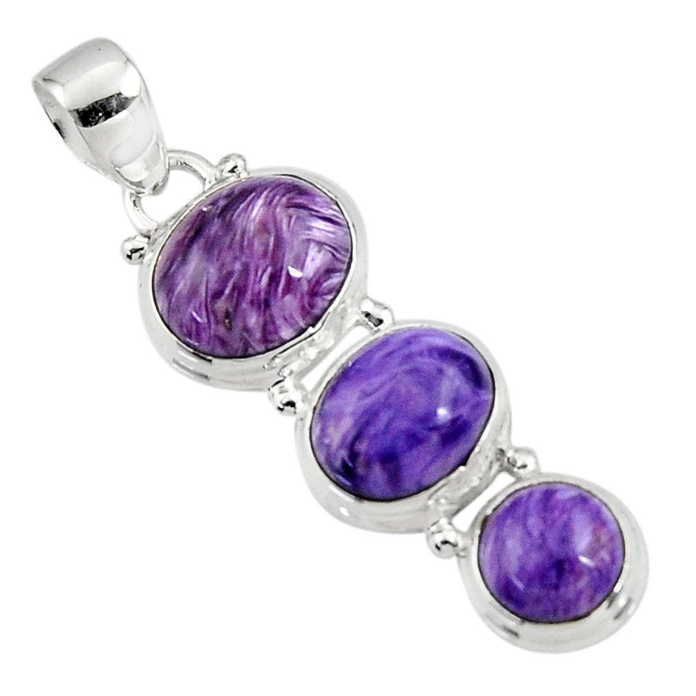 16.32cts natural purple charoite (siberian) 925 sterling silver pendant r47161