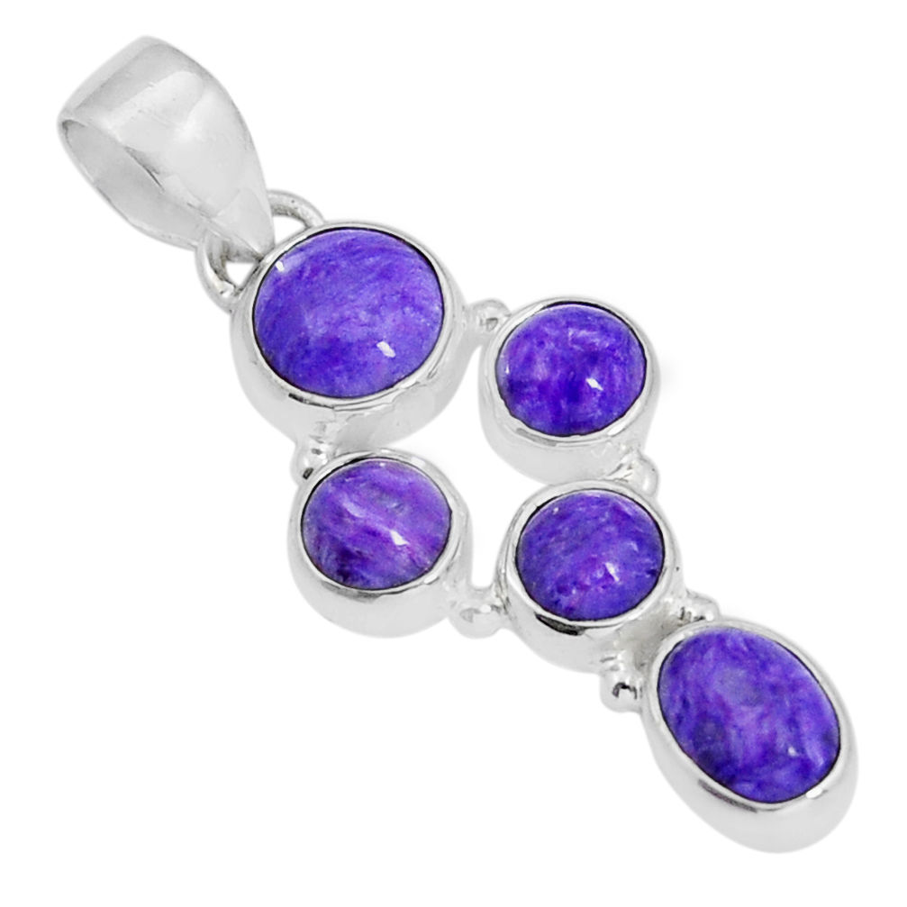 8.05cts natural purple charoite (siberian) 925 sterling silver pendant y5287