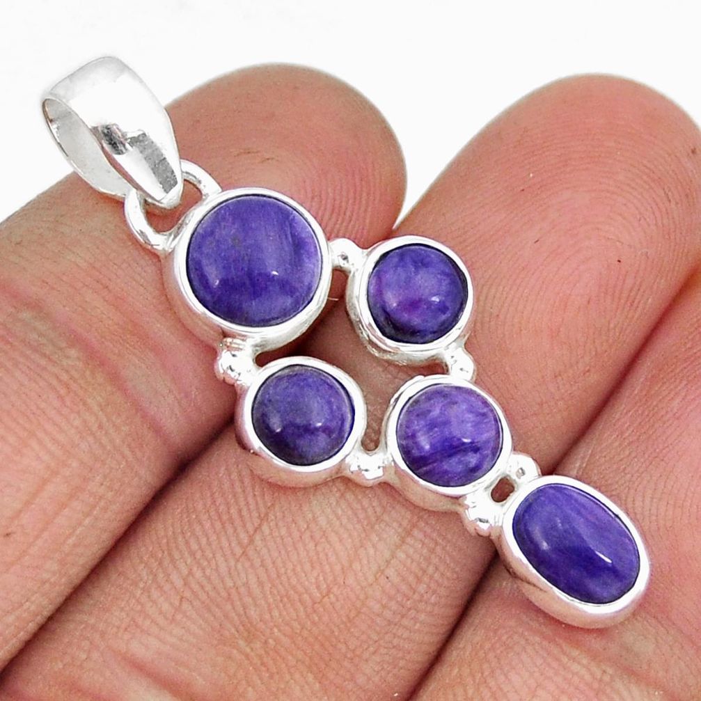 7.54cts natural purple charoite (siberian) 925 sterling silver pendant y8624