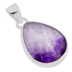 11.59cts natural purple chevron amethyst pear 925 sterling silver pendant n31085