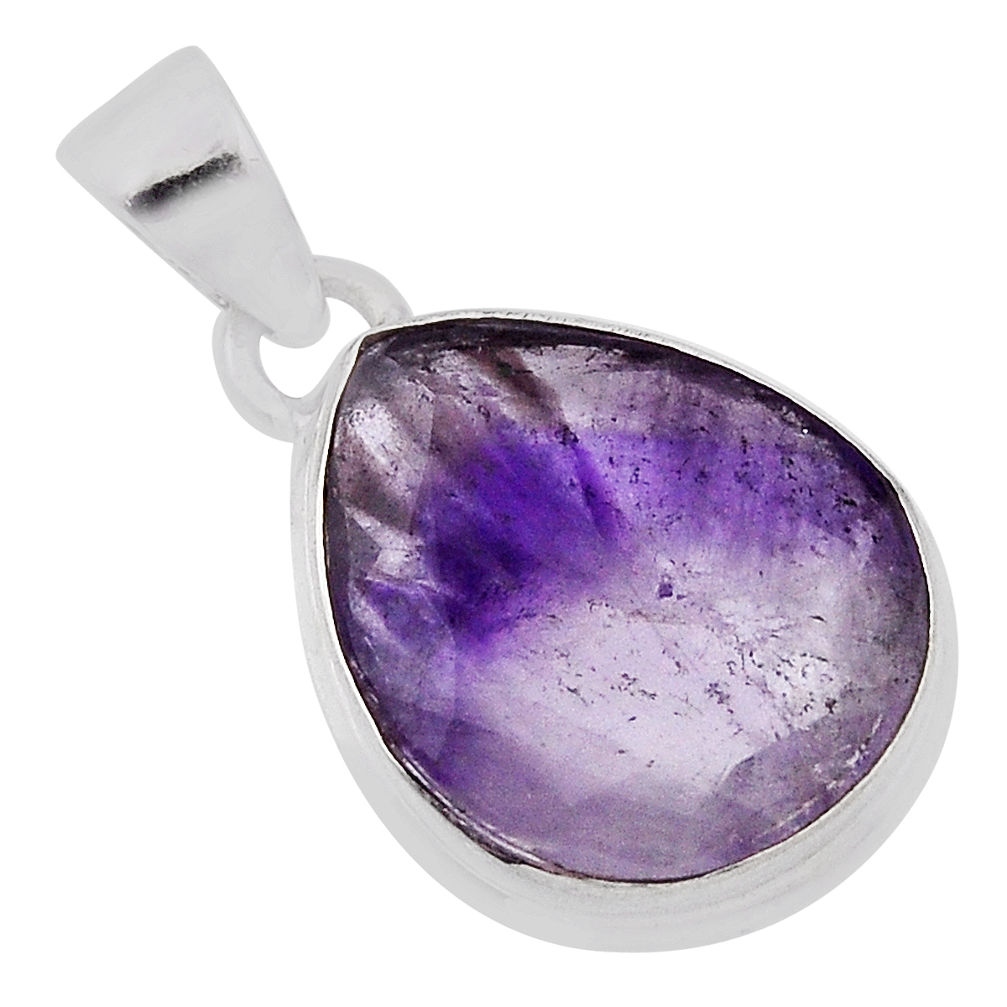 10.22cts natural purple chevron amethyst pear 925 sterling silver pendant n31086