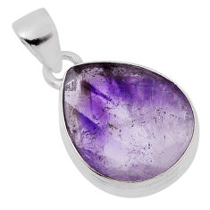 9.67cts natural purple chevron amethyst pear 925 sterling silver pendant n31088