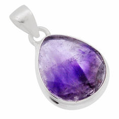 10.22cts natural purple chevron amethyst pear 925 sterling silver pendant n45551