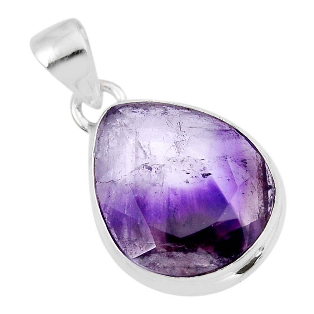 10.65cts natural purple chevron amethyst pear 925 sterling silver pendant y43401