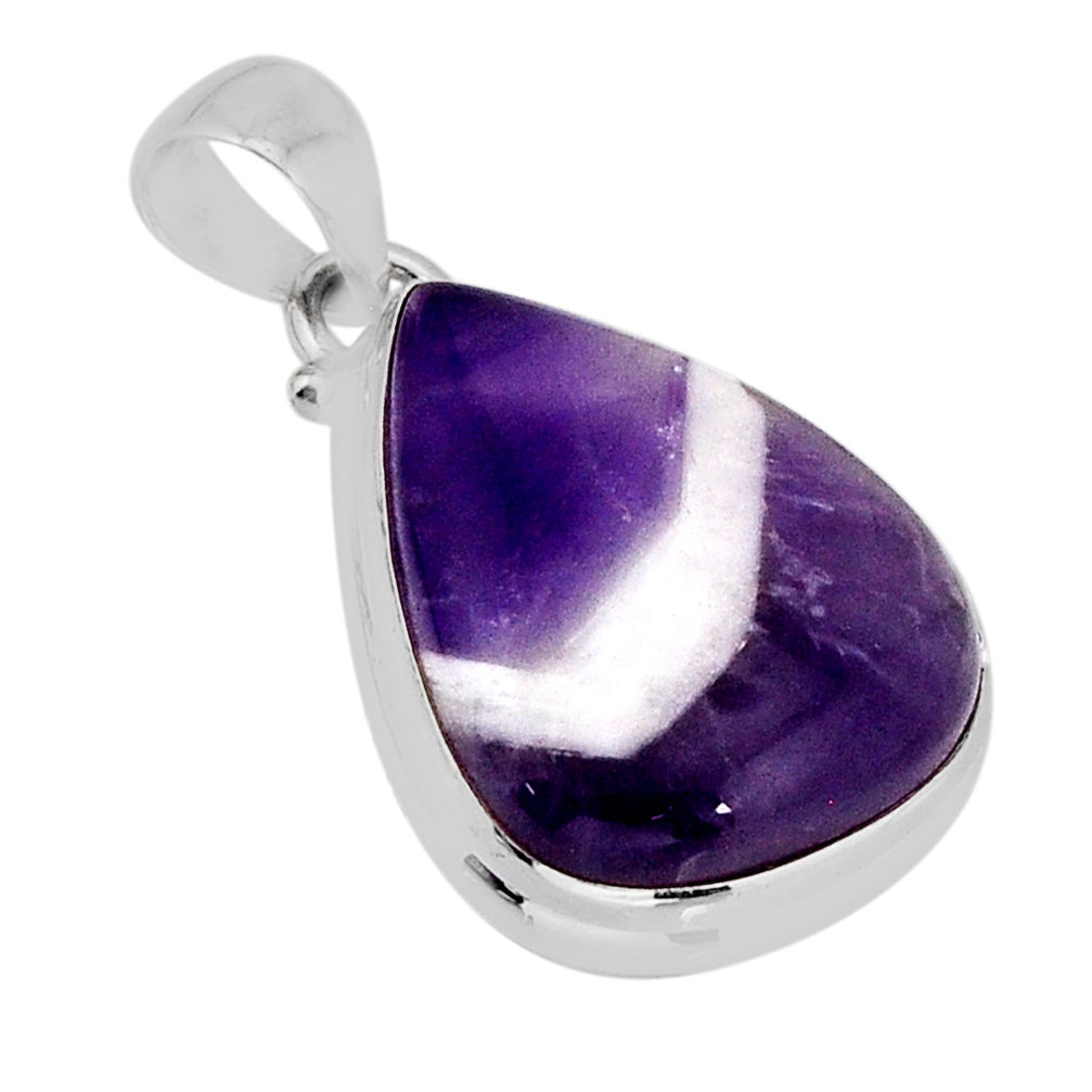 16.54cts natural purple chevron amethyst pear 925 sterling silver pendant y75321