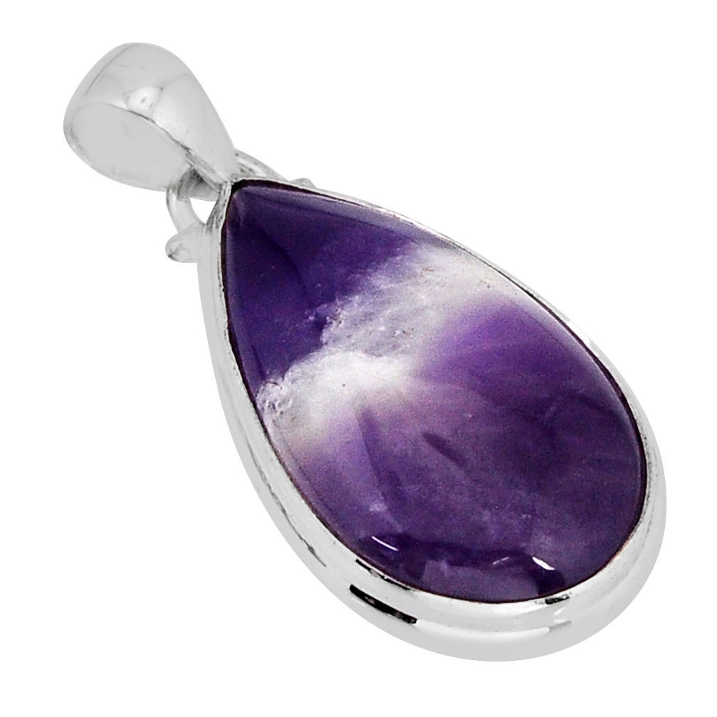 20.07cts natural purple chevron amethyst pear 925 sterling silver pendant y75324